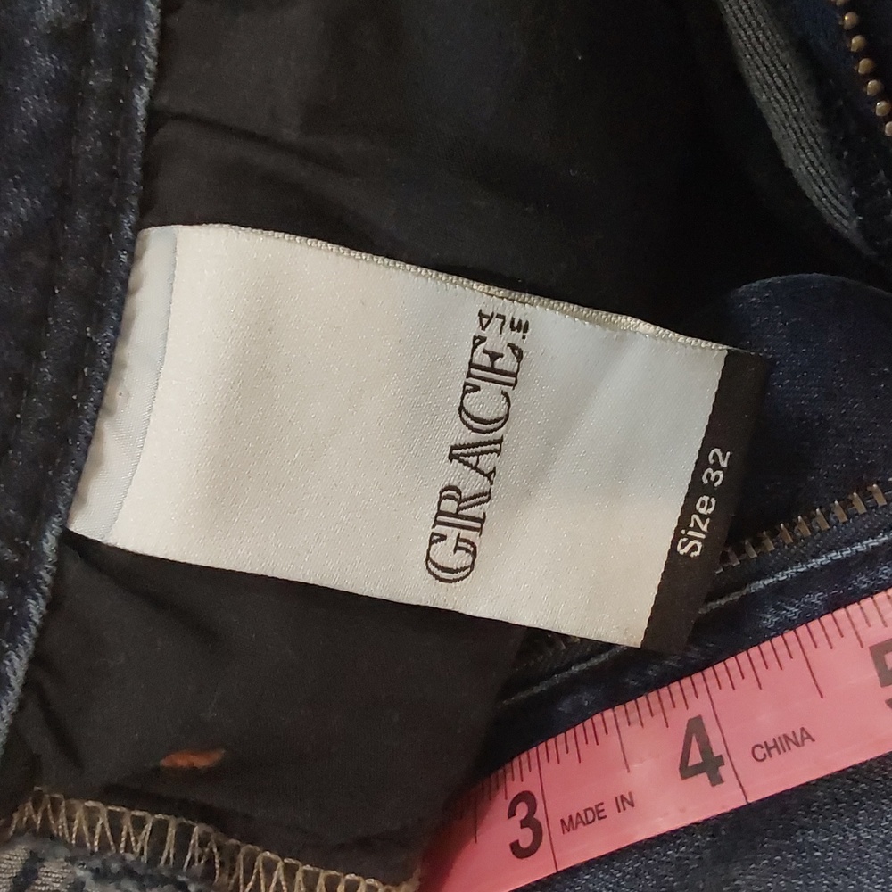 Grace of LA Women's High Waisted Super Flare Bell Bottom Raw Hem Jeans Size 32 - Picture 12 of 16